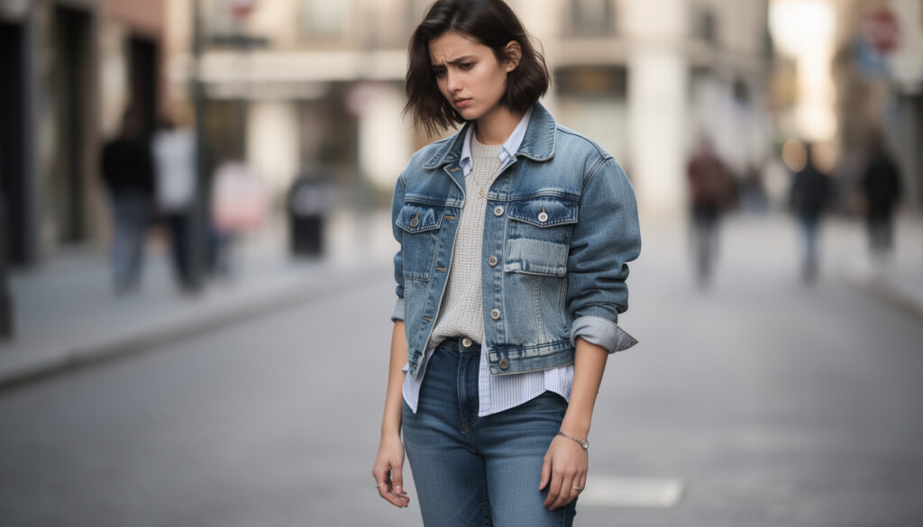 The jean jacket layering error quietly ruining proportions